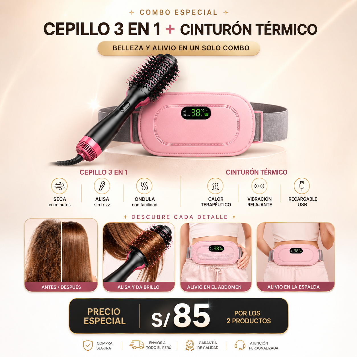CEPILLO 3 EN 1 + CINTURON TERMICO